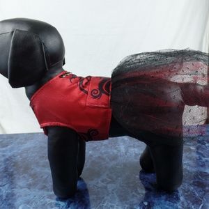Dragon party dress dog clothes with black rhinestones x small nwot